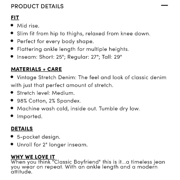 Perfect Boyfriend Ankle Vintage Stretch Mid-Rise Jean - Picture 3 of 3